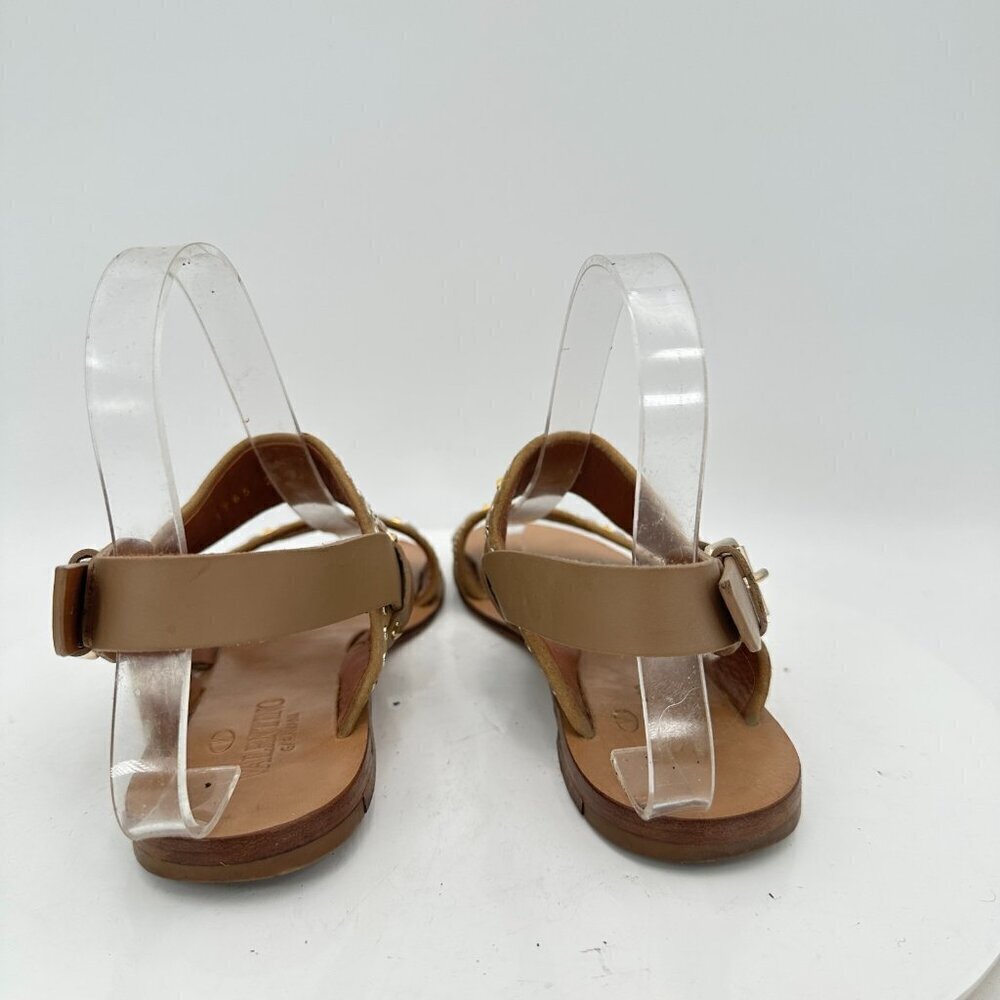 Valentino Garavani Women Size EU 35 US 5 Brown Suede Studded Buckle Flat Sandal - Picture 5 of 10